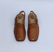 Brown & Mustard Captan Peshawari Chappal. Handmade Pure Quality.