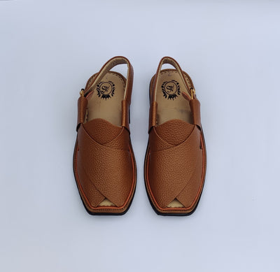 Brown & Mustard Captan Peshawari Chappal. Handmade Pure Quality.