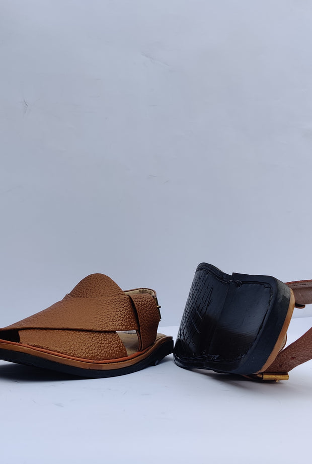 Brown & Mustard Captan Peshawari Chappal. Handmade Pure Quality.